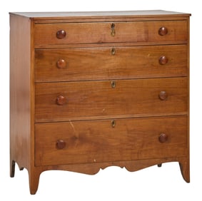 Antique American Pine Chest of Drawers, 19th c., H.- 41 in., W.- 40 1/2 in., D.- 19 3/4 in.