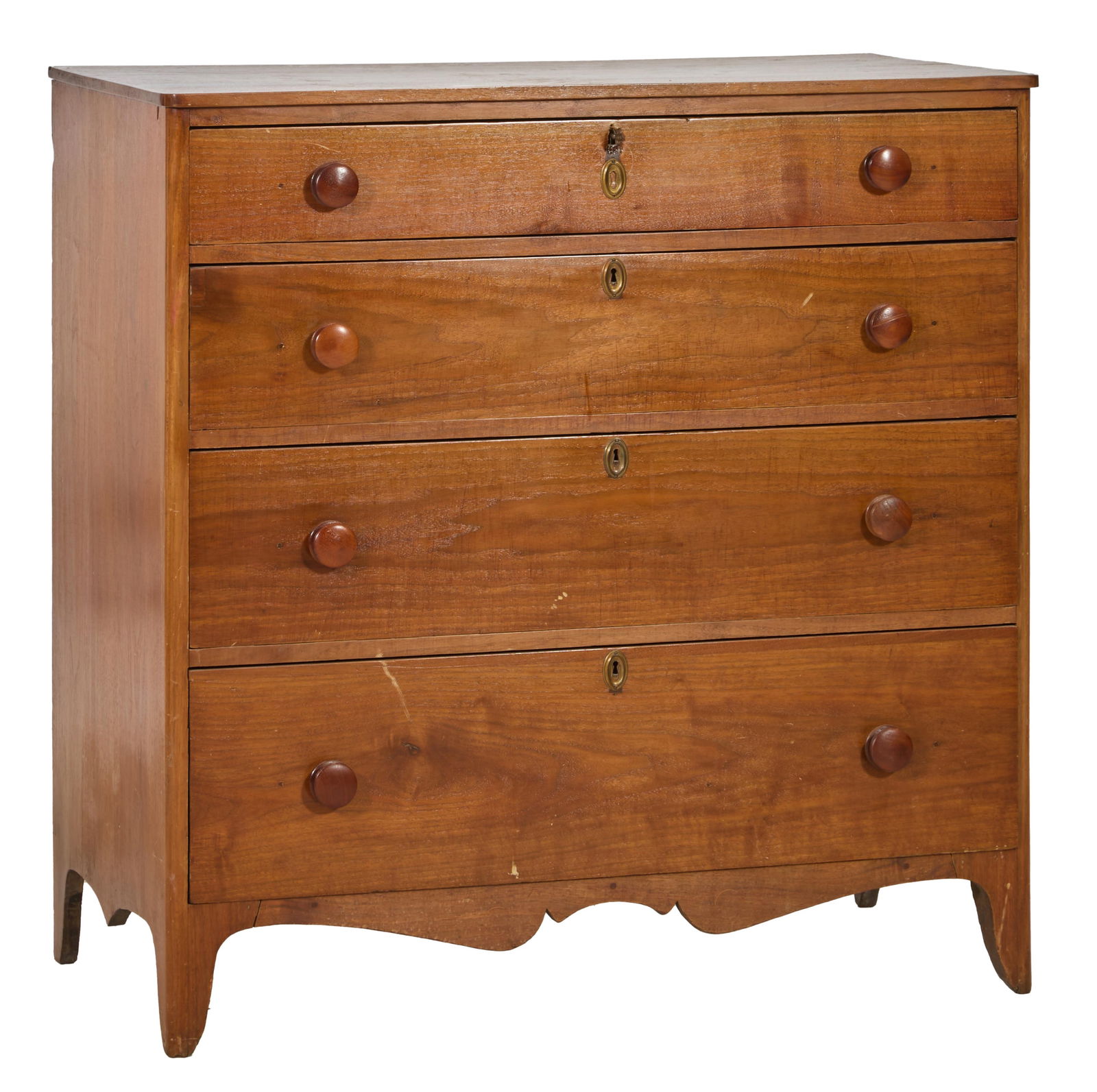 Antique American Pine Chest of Drawers, 19th c., H.- 41 in., W.- 40 1/2 in., D.- 19 3/4 in. (1 of 1)