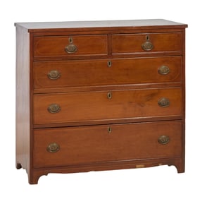 American Federal Sting Inlaid Cherry Chest of Drawers, early 19th c., H.- 39 in., W.- 42 1/2 in.,