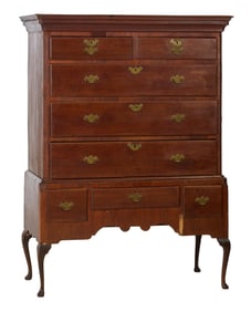 American Queen Anne Walnut High Boy, 18th/19th c., H.- 63 1/4 in., W.- 46 1/2 in., D.- 22 1/2 in.