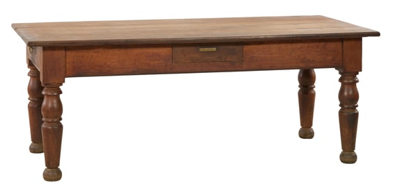 English Carved Oak Farmhouse Table, c. 1900, H.- 30 1/2 in., W.- 77 1/4 in., D.- 35 1/2 in.