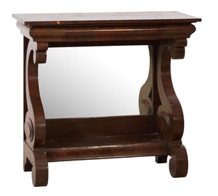 American Late Classical Mahogany Pier Table, NYC, Probably Meeks, mid 19th c., H.- 38 in., W.- 42