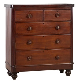 English Georgian Walnut Chest of Drawers, 19th. c., H.- 42 1/2 in., W.- 40 1/2 in., D.- 19 1/4 in.