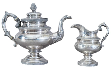 Samuel Hildeburn (American/Philadelphia, 1787-1836), Rococo Style Coin Silver Teapot and Matching