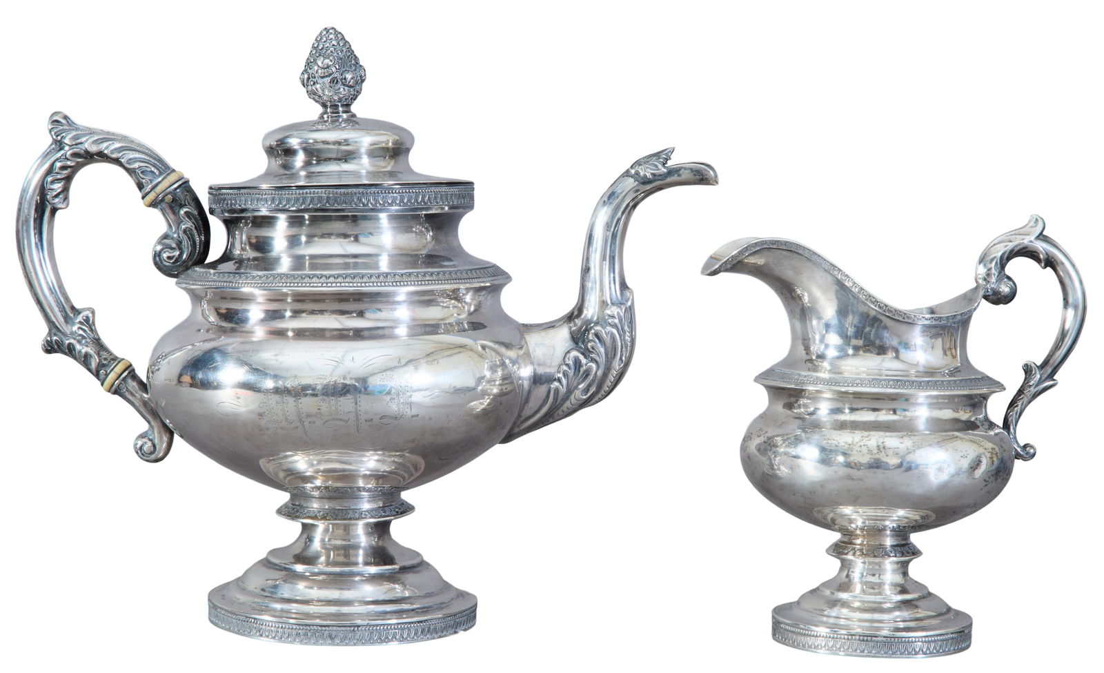 Samuel Hildeburn (American/Philadelphia, 1787-1836), Rococo Style Coin Silver Teapot and Matching (1 of 3)