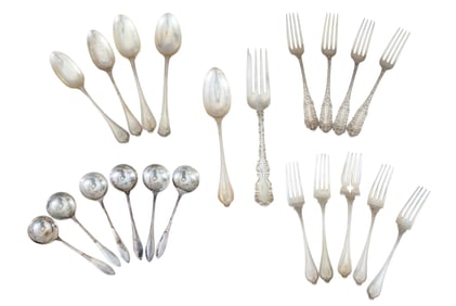 Twenty-One Pieces of Sterling Flatware, App. Total Sterling Wt.- 25.92 Troy oz. (21 Pcs.)