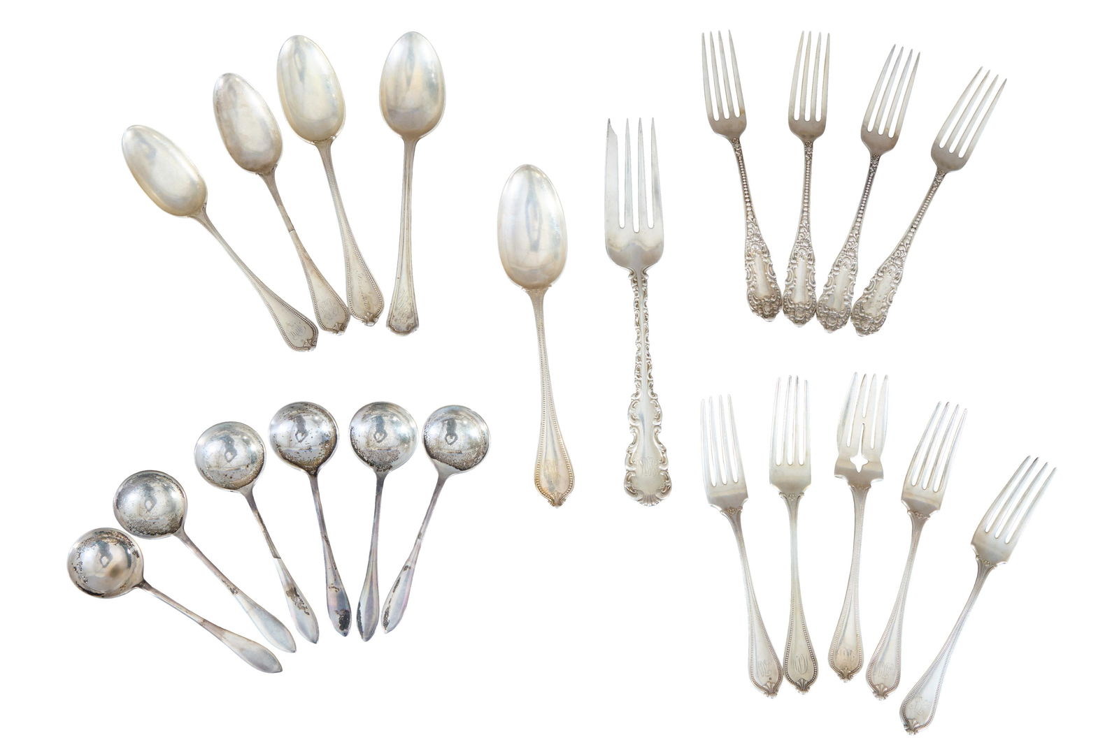Twenty-One Pieces of Sterling Flatware, App. Total Sterling Wt.- 25.92 Troy oz. (21 Pcs.) (1 of 5)
