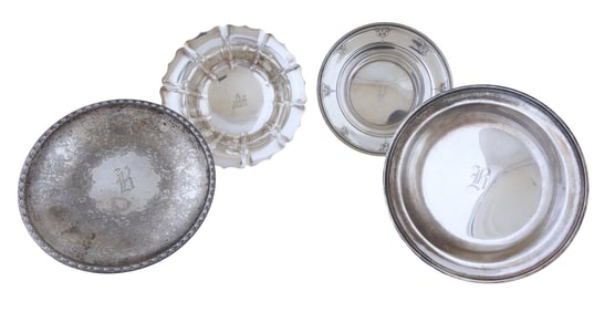 Four Sterling Serving Dishes, App. Total Sterling Wt.- 55.08 Troy oz.; Hamilton- H.- 4 in., Dia.- 10