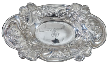 New Orleans Art Nouveau Sterling Dish, Retailed by M. Scooler, App. Total Sterling Wt.- 13.60 Troy