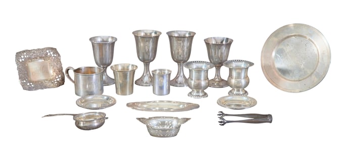 Seventeen Pieces of Sterling Tableware, App. Total Sterling Wt.- 22.56 Troy oz.; Bread Plate- H.-
