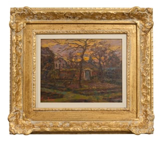 Henri Aime Duhem (French, 1860-1941), "Arbres en Hiver, Douai," 1900, H.- 7 1/2 in., W.- 9 1/2 in.,