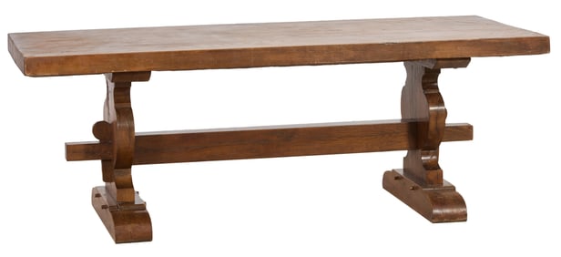 Robust French Oak Refectory Table, 20th c., H.- 29 in., W.- 82 1/2 in., D.- 33 in.