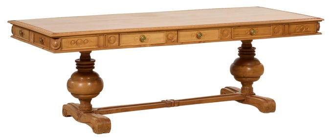 French Carved Walnut Monastery Table, c. 1900, H.- 30 in., W.- 92 in., D.- 36 in.