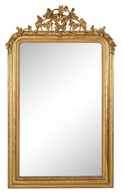 French Louis Philippe Gilt and Gesso Overmantel Mirror, late 19th c., H.- 68 in., W.- 42 in., D.- 10