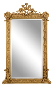 French Gilt and Gesso Louis XV Style Art Nouveau Overmantel Mirror, 19th c., H.- 63 in., W.- 38 in.,