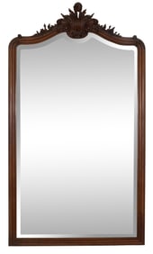 Large French Louis XV Style Carved Walnut Overmantel Mirror, 19th c., H.- 81 in., W.- 46 in., D.- 7