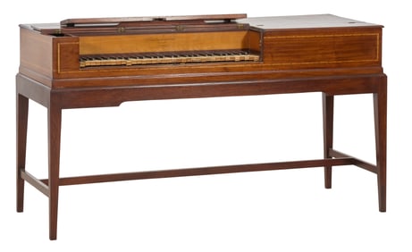 George III Inlaid Mahogany Square Suzio Clementi Piano, early 19th c., H.- 34 1/2 in., W.- 63 in.,