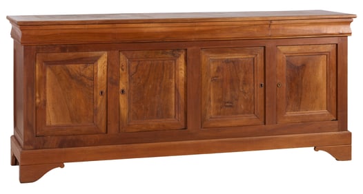 French Louis Philippe Walnut Enfilade, 20th c., H.- 42 in., W.- 96 in., D.- 23 in.