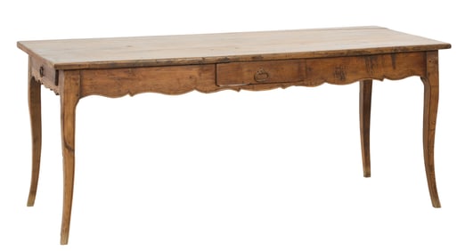 French Provincial Louis XIV Walnut Farmhouse Table, 19th c., H.- 30 in., W.- 73 1/2 in., D.- 31 1/2