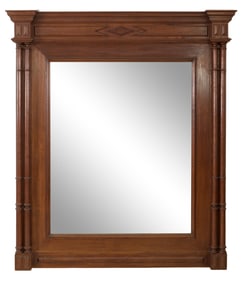 French Henri II Style Carved Walnut Overmantel Mirror, 19th c., H.- 63 1/2 in., W.- 52 1/2 in., D.-