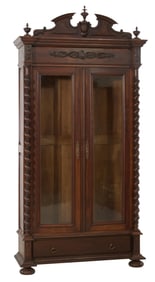 French Louis XIII Style Walnut Bookcase, late 19th c., H.- 98 in., W.- 48 in., D.- 17 1/2 in.
