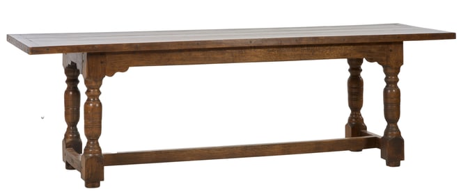 French Provincial Oak Refectory Table, 20th c., H.- 33 in., W.- 103 1/4 in., D.- 29 1/2 in.