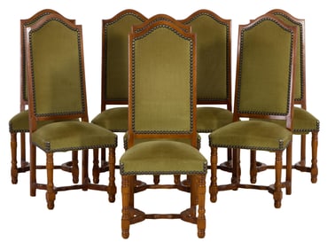 Set of Eight French Louis XIII Style Cherry Dining Chairs, 20th c., H.- 46 in., W.- 19 in., D.- 20