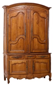 French Louis XV Style Cherry Buffet a Deux Corps, 19th c., H.- 104 in., W.- 66 1/2 in., D.- 26 3/4