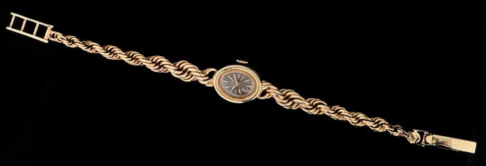 Lady's 14K Yellow Gold Lucien Picard Wristwatch, c. 1960, App. Total Wt.- 0.48 Troy oz., L.- 6 3/4