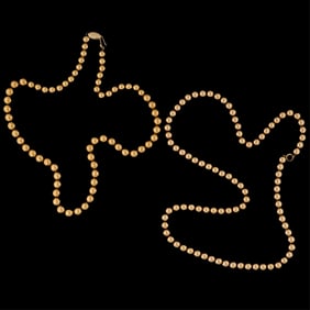 Two Strands of 18K Yellow Gold Beads, App. Wt.- 1.05 Troy oz.; Shorter- L.- 17 in.; Longer- L.- 20