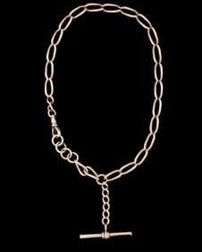 16K Yellow Gold Man's Pocket Watch Chain, late 19th c., App. Total Wt.- 1.35 Troy oz., L.- 14 3/4
