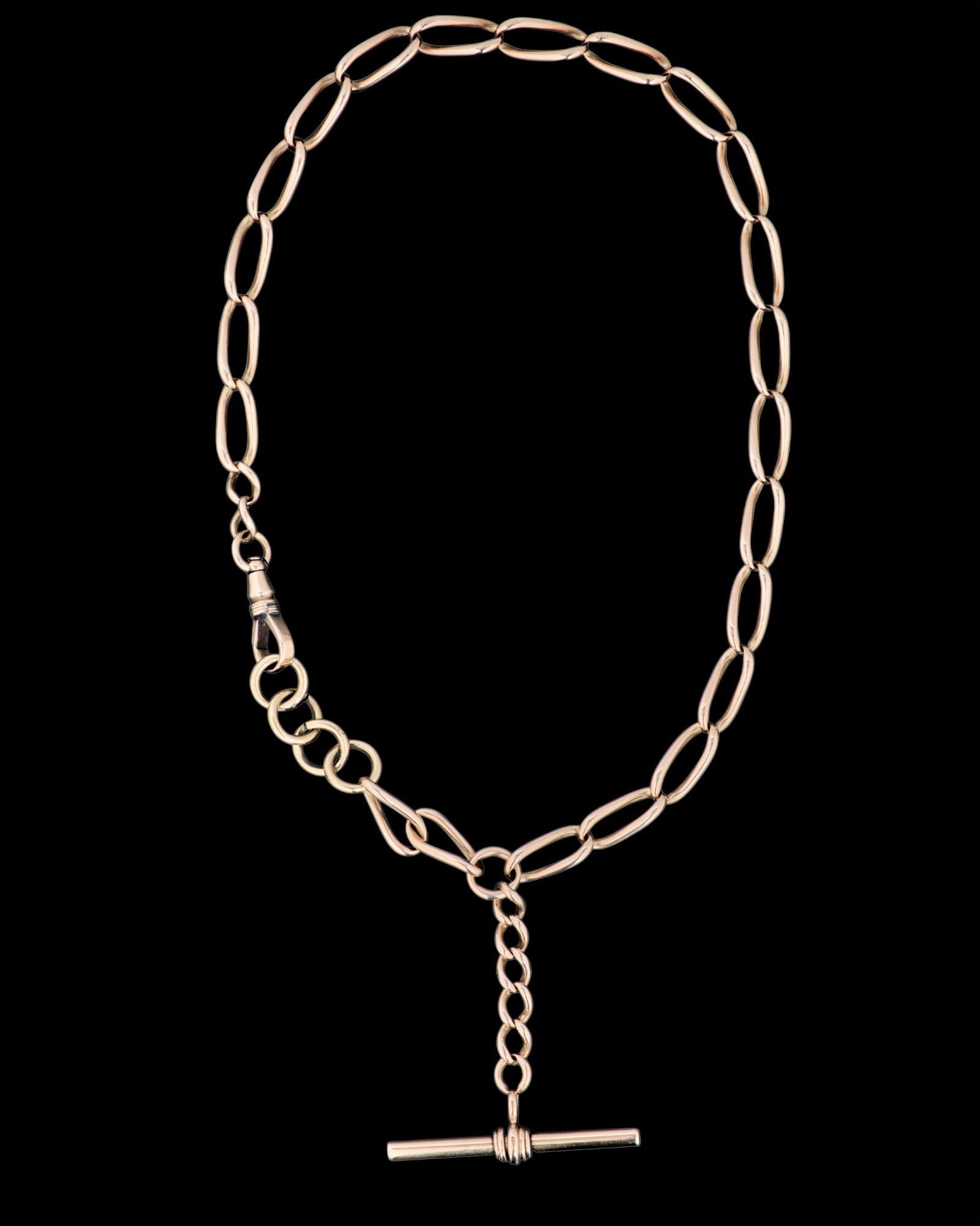 16K Yellow Gold Man's Pocket Watch Chain, late 19th c., App. Total Wt.- 1.35 Troy oz., L.- 14 3/4 (1 of 2)