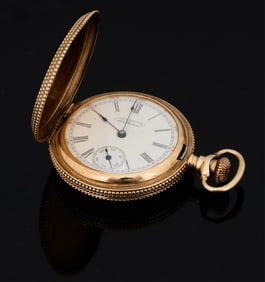 14K Yellow Gold Lady's Waltham Hunting Case P. S. Bartlett Pocket Watch, H.- 1 7/8 in., W.- 1 3/8
