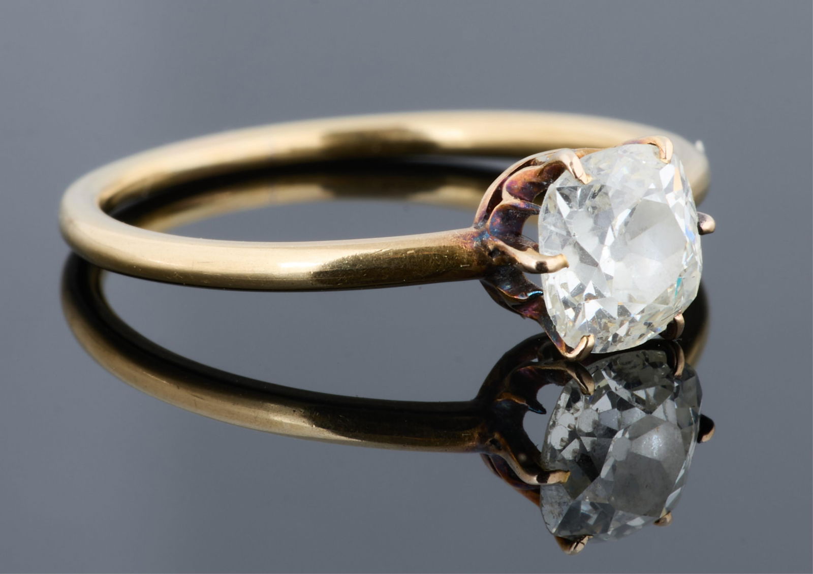 Lady's 22K Yellow Gold Solitaire Diamond Engagement Ring, Size- 6 1/2. (1 of 2)