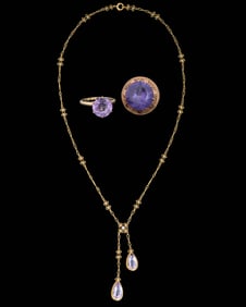 Three Pieces of 14K Yellow Gold Jewelry, Necklace- L- 16 in.; Rings- Size- 6 1/2. (3 Pcs.)