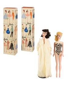 Two Original Boxed Barbie Dolls, Mattel International, Japan, 1959, Doll- H.- 11 in.; Box- H.- 1 3/4