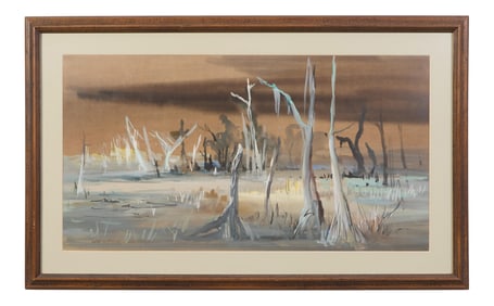 Charles Reinike (American/Louisiana, 1906-1983), "Swamp Scene with Cypress," 1952, Sight- H.- 15 1/4