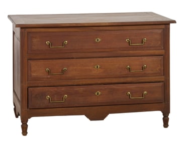French Louis XVI Style Walnut Commode, 19th c., H.- 33 1/4 in., W.- 48 1/2 in., D.- 25 1/3 in.