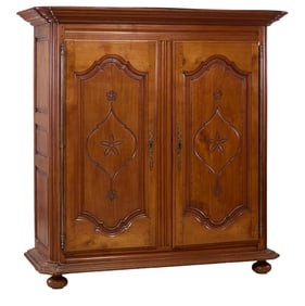 French Louis XIII Style Cherry Armoire, 19th c., H.- 76 in., W.- 68 in., D.- 28 in.