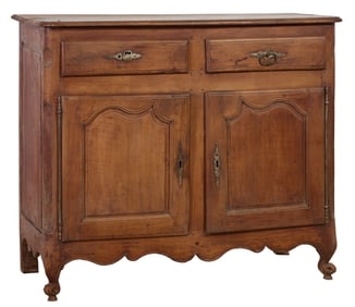 French Louis XV Style Scrubbed Cherry Sideboard, 19th c., H.- 48 1/2 in., W.- 56 1/2 in., D.- 6 in.