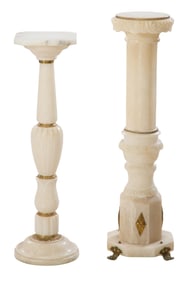 Group of Two Continental Ormolu Mounted Alabaster Pedestals, late 19th c., Taller- H.- 39 in.