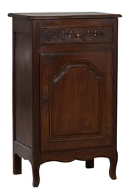 French Louis XV Style Carved Walnut Confiturier, 20th c., H.- 42 1/2 in., W.- 25 1/4 in., D.- 27 1/4