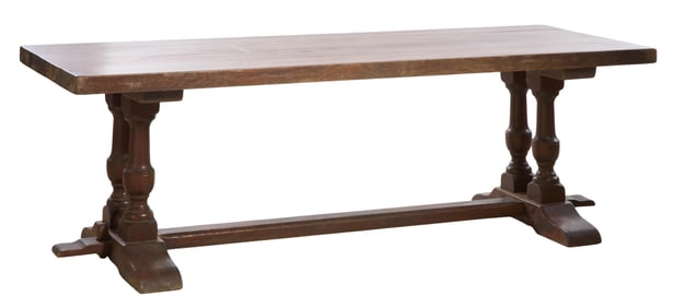 French Charles XIII Style Oak Refectory Table, 20th c., H.- 30 in., W.- 93 3/4 in., D.- 34 1/4 in.