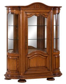French Provincial Oak Vitrine, 20th c., H.- 72 in, W.- 55 1/2 in., D.- 19 1/4 in.