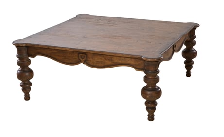 Contemporary Italian Style Mahogany Low Table, 21st c., H.- 20 in., W.- 48 in., D.- 48 in.