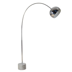Italian Style Chrome and Marble Arc Lamp, 20th c., H.- 87 1/2 in., W.- 70 in., D.- 11 1/2 in.