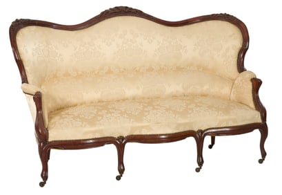 French Napoleon III Walnut Sofa, late 19th c., H.- 41 in., W.- 71 in., D.- 32 in.