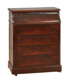 French Louis Philippe Marble and Walnut Commode, mid 19th c., H.- 38 in., W.- 31 in., D.- 18 in.