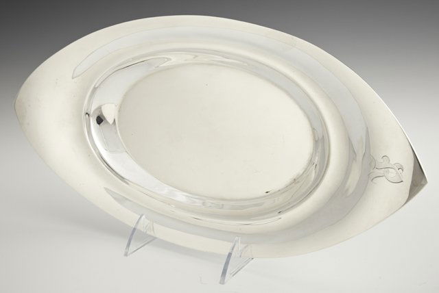 Sterling Navette Form Serving Bowl, by Towle, #5978, H.: Sterling Navette Form Serving Bowl, by Towle, #5978, H.- 2 in., W.- 15 in., D.- 7 1/2 in., wt.- 14 troy oz.