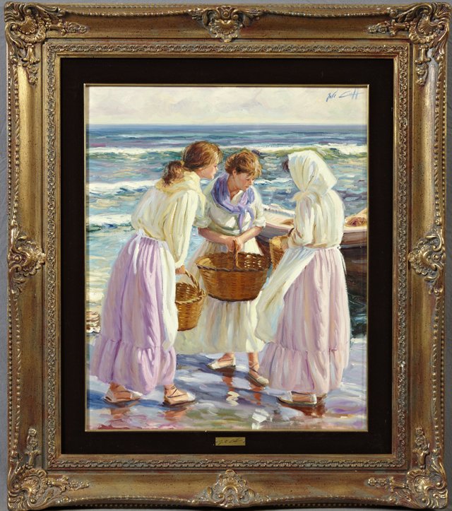 Jose Lull (Spanish,.1933- ), "Cestas", 1987, oil on can: Jose Lull (Spanish,.1933- ), "Cestas", 1987, oil on canvas, signed upper right, signed, dated and titled verso, framed, H.- 25 1/2 in., W.- 21 1/2 in.